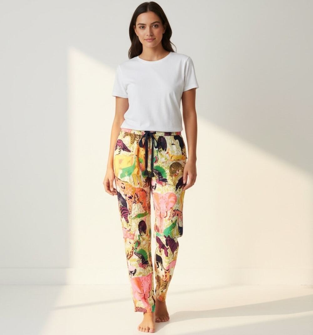 J.Crew Pants Size 6 Jungle Safari Animal Print Leopard Elephant Zebra Drawstring